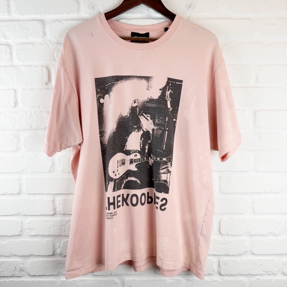The Kooples Pink Graphic Band Tee Rose XL